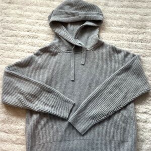 GAP Gray Ribbed Hoodie Sweater